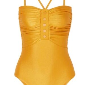 Zimmermann Allia Yellow Ruched One-Piece Swimsuit 0